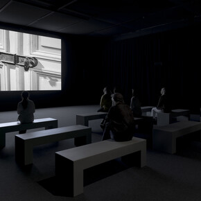 Christian Marclay, Doors, exhibition view. Courtesy of Institute of Contemporary Art, Boston 