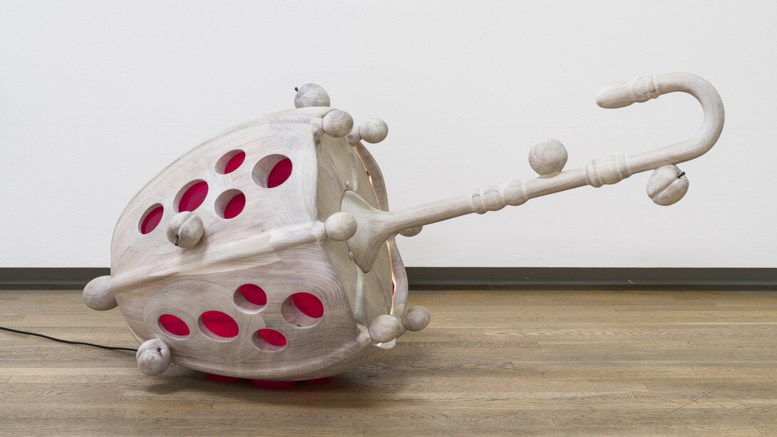Vincent Pocsik, Umbrella with plums, 2026. Courtesy of Nazarian / Curcio