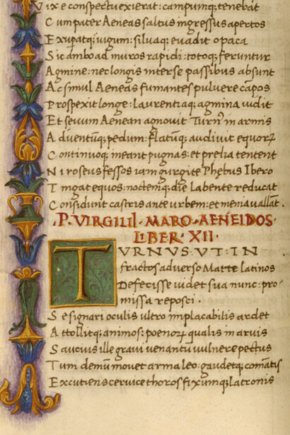 Virgilio, manoscritto del 1470 circa. Gli esempi dimostrano che nella lingua d’uso i diminutivi si sono evoluti; le lingue romanze funzionano, dunque, in dipendenza alla lingua volgare