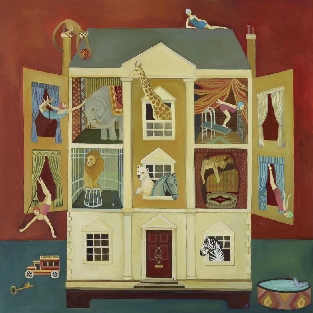 Melissa Launay, A curious display, oil on canvas, 100 x 100 cm