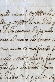 Lettera di Arcangelo Corelli a Fabrizio Laderchi, archivio Baroni