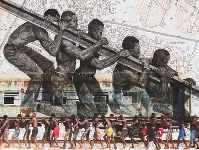 Ibrahim Mahama, Enne ye anigye da, 2023–24. Courtesy of White Cube Gallery