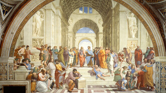 La Scuola di Atene, Raffaello Sanzio, (1509-1511), Città del Vaticano, Italia. Le teorie della leadership, in senso non istituzionalizzato, risalgono alla notte dei tempi