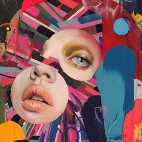 Erik Jones Sea-Fingers, 16x16 inch, 41x41cm. Watercolor, colored pencil, water-soluble wax pastel, acrylic on Rives bfk paper mounted to panel