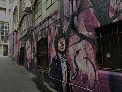 A look at the colorful street art down AC/DC Lane in Melbourne, Australia