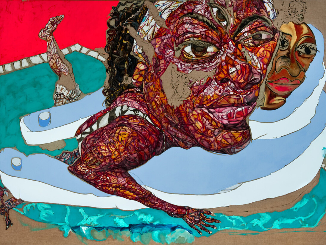 Schandra Singh, "Shelly" 2014. Oil on linen, 79 x 108 in. Courtesy the artist and Thomas Erben Gallery, New York.