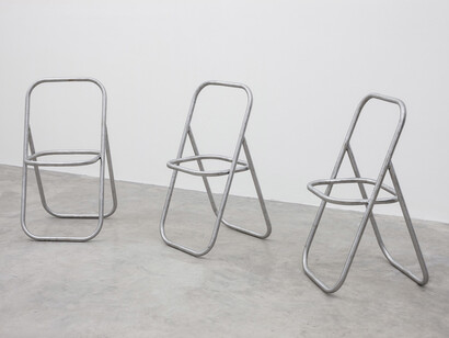 Aleana Egan, Myrtle chair, 2014; steel, 85.5 x 46 x 37.5 cm / 33.7 x 18.1 x 14.8 in each chair