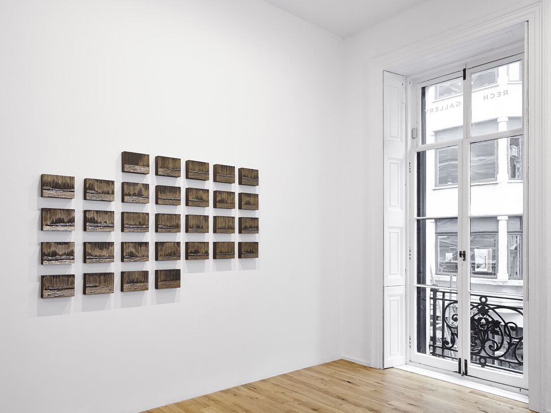 Teresita Fernández, Nocturnal (November), 2014, Graphite and metallic paint on wood panel, 30 panels
Overall: 96,5 x 172,7 cm © Teresita Fernández- All rights reserved, courtesy of the Artist and Almine Rech Gallery