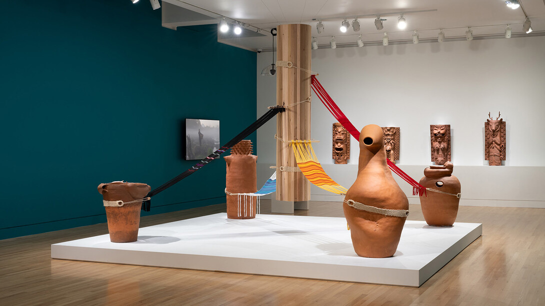 Priscilla Dobler Dzul, Water carries the stories of our stars, exhibition view. Courtesy of Frye Art Museum