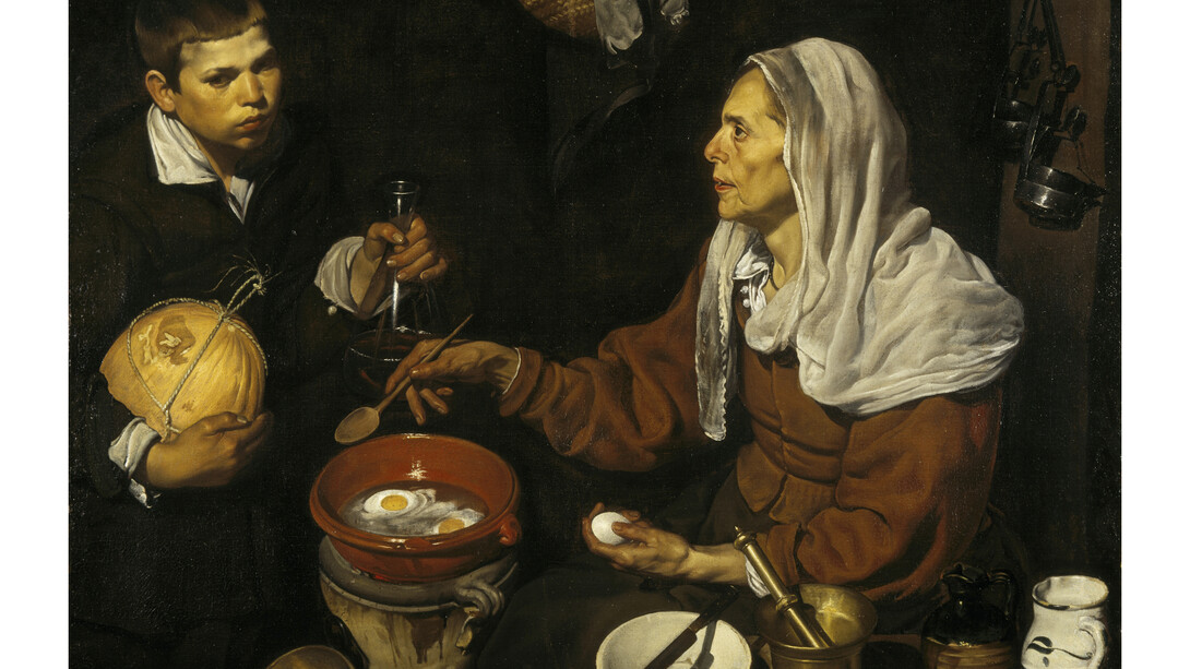 Diego Velázquez, An Old Woman Cooking Eggs, 1618, 39 ½ x 47 inches, NG 2180 © Trustees of the National Galleries of Scotland