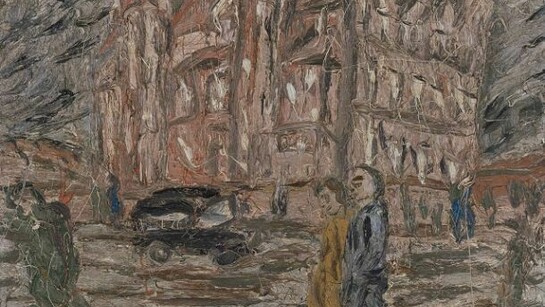 Leon Kossoff, Red Brick School Building, Winter, 1982, Oil on board, 121.9 by 152.4 cm