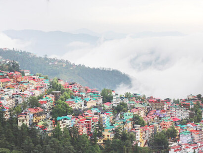 A breathtaking panoramic view of Himachal Pradesh, India, showcasing its majestic mountains, lush green valleys, and serene landscapes that captivate the soul and offer a glimpse of nature's untouched beauty