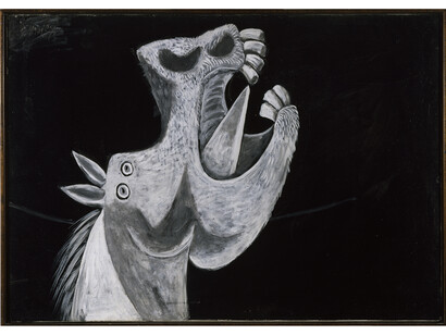Pablo Picasso, Horse’s head. Study for Guernica, 2 mai 1937, Study for Guernica, Oil on Canvas, Madrid, Museo Nacional Centro de Arte Reina Sofía, © Succession Picasso 2014, © Photographic Archives Museo Nacional Centro de Arte Reina Sofia