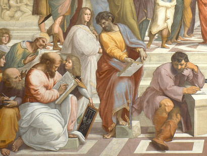 Raffaello Sanzio, Scuola di Atene, 1509-1511 ca, Musei Vaticani, particolare