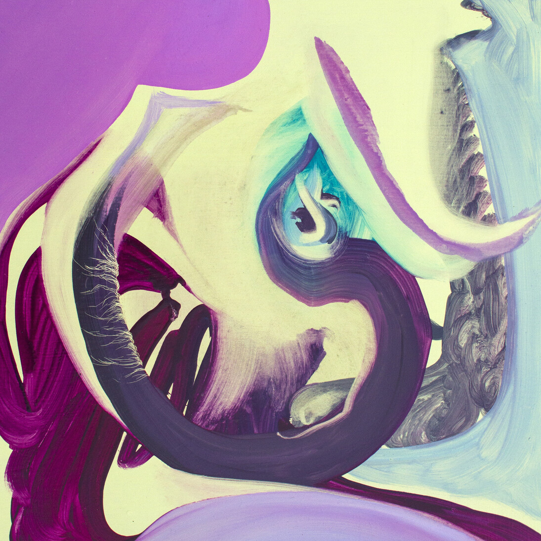 Katrine Roberts, My head turned a soft and fuzzy violet grey, oil on board, 50 x 60 cm
