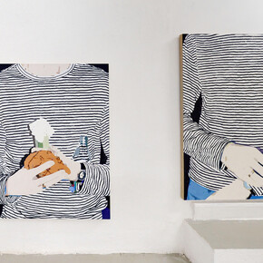 Andrea Carpita, She'll come back as fire, mixed media on linen, 140 x104 cm | 55 ¼x41 inches
Andrea Carpita, Queen of lies, 2019, mixed media on linen, 150x104 cm | 59x41 inches
