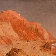 Sanford Robinson Gifford, A Sketch of Clay Bluffs on No Man’s Land, South of Martha's Vineyard, 1877, oil on canvas, 9 1/16x16 3/4 inches, stamp on verso of canvas: S. R. Gifford [estate] Sale typed label on upper stretcher bar of verso: Clay [effaced] Man’s Land. Courtesy of Lincoln Glenn Gallery