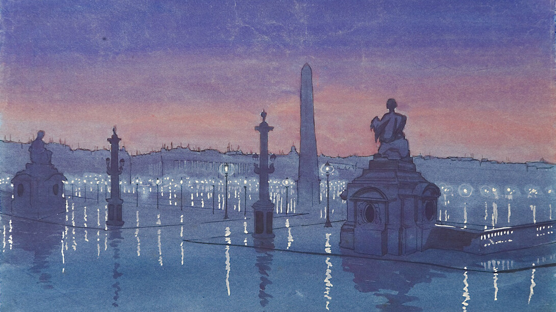 M.A. Voloshin, Paris. Place de la Concorde at night, 1914–1915. Courtesy of Tretyakov Gallery 