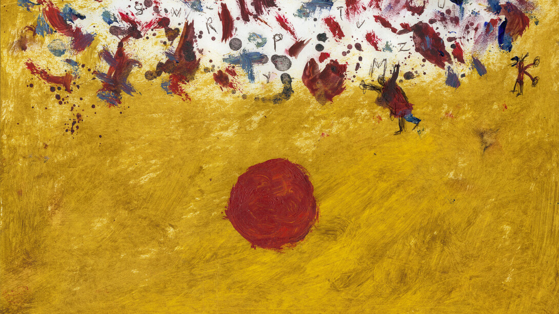 Alan Davie, Red Moon 2014, oil on paper, 8 3/8 x 11 ¾ in / 21 x 30 cm