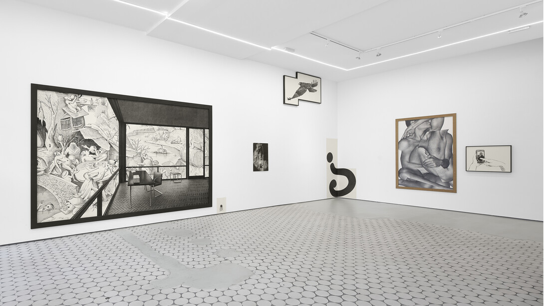 Karl Haendel, Blind faith, hope, Pandora’s box, messiahs, exhibition view. Courtesy of Wentrup