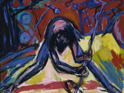 Helmut Middendorf, Singer, 1981, acrylic on canvas, 175 x 220 cm