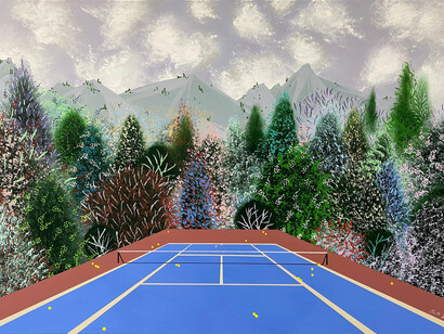 Sandra Strele, Forest tennis court VI. Courtesy of Maybaum Gallery