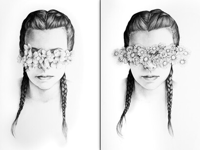 Roberta Congiu, Twins, penna a sfera su carta, 2017