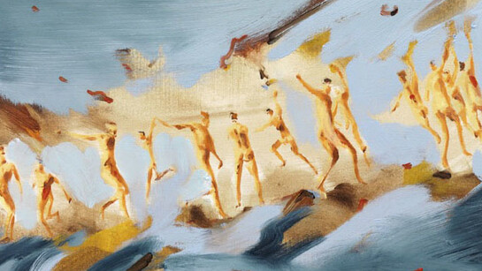 Norbert Bisky, Iluminati, 2014, oil on paper, 22 x 39 cm, © Bernd Borchardt/VG Bild-Kunst, Bonn. Courtesy Galerie Daniel Templon