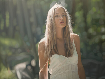 Yigal Ozeri, Untitled; Zuzanna, 2015, oil on canvas, 36x54 inches