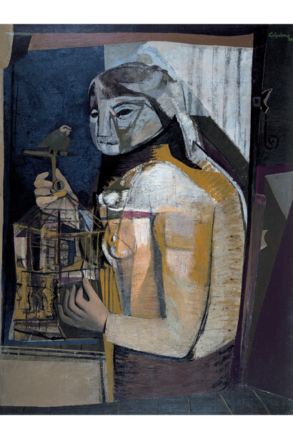Robert Colquhoun (1914-1962), Woman with the Birdcage, 1946, Oil on canvas, 76.2 x 61 cm, Collection: Tate, purchased 1954