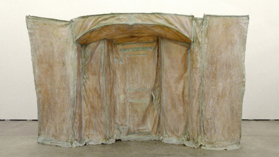Heidi Bucher, Borg, 1976, Textile, latex, mother-of-pearl pigments, bamboo, Approx. 230 x 350 x 100 cm (90½ x 137¾ x 39¼ in). Estate of Heidi Bucher. Photograph by Mayo Bucher
