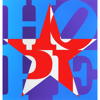 Robert Indiana, Star of HOPE, (Blue, Red, Silver, Purple I), 2013, Silkscreen in colors, on coventry, One of a Kind, 83.8 x 74.9 cm