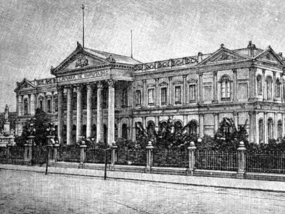 Ilustración del Palacio del ex Congreso, siglo XIX 