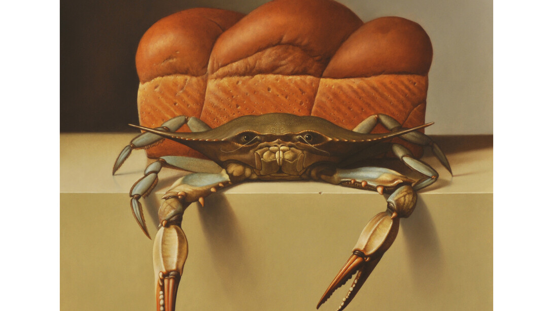 Jacob A. Pfeiffer, Crustaceans, Oil on Panel, 16 x 16 inches, 2014