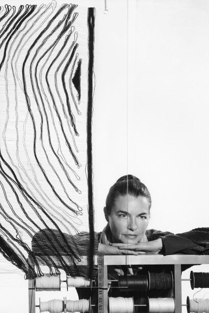 Yousuf Karsh, untitled (portrait of Lenore Tawney with Shadow River), 1959. Courtesy of John Michael Kohler Arts Center