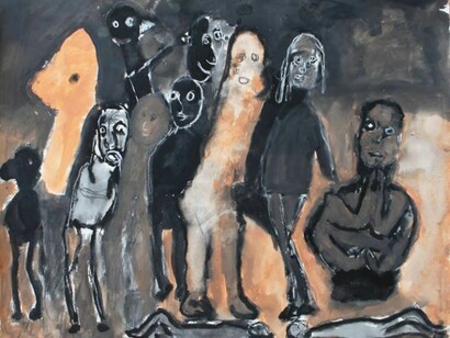 Shaun Ellison, “Personage”, 22” by 30”, watercolor and charcoal on paper, 2013. Copyright: Shaun Ellison. Courtesy: Anna Zorina Gallery, New York City