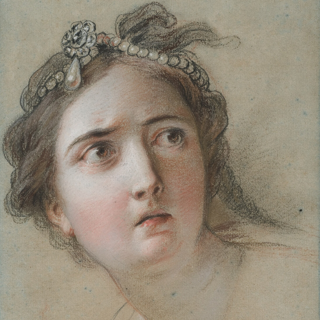 Charles-Antoine Coypel, Portrait de la femme de Potiphar, 1737. Pierre noire et pastel sur papier bleu vergé © The Horvitz Collection – Photo : M.Gould