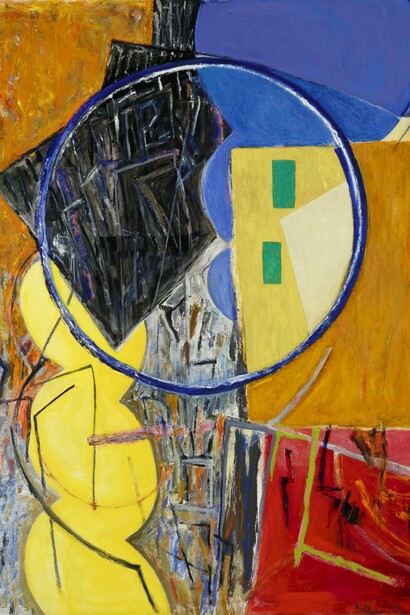 Katherine Porter, Circle (detail), 2020, Oil on canvas, 66 x 48 in. Courtesy of the artist and LewAllen Galleries