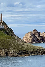 Faro Vilán, uno de los faros más emblemáticos de la región de A Coruña, Galicia, España