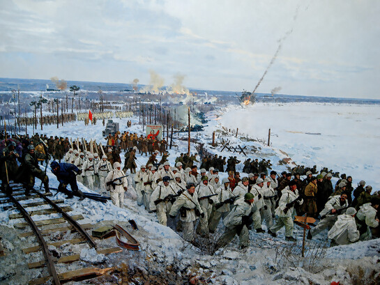 The museum diorama “Breakthrough of the Siege of Leningrad” in Kirovsk, Kirovsky District, Leningrad Region, depicting Soviet troops during World War II, Russia