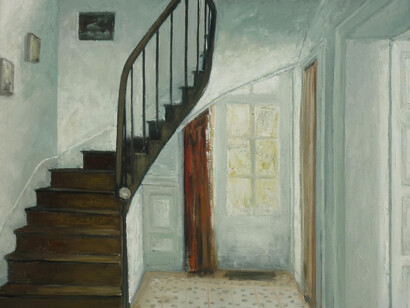 Albert Hadjiganev, Porte sur jardin, 2014, Oil on Canvas, 63" x 78¾"