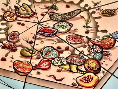 Judith Schaechter, Dirty countertop (detail), 2025. Courtesy of Claire Oliver Gallery