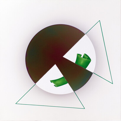 Olio e acrilico su disco di silicio applicato su tavola, cm 35 x 35, 2016