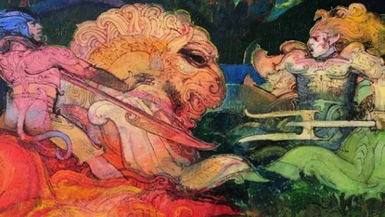 Raffaele De Rosa, Nelle tenebre di Abcasia, 2011, olio su tela, 120 x 60, Artitaly, 2013