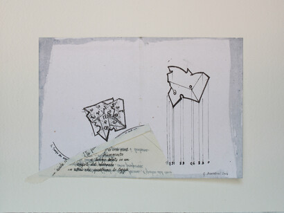 Gabriella Benedini, Carteggio, 2014, china e acquarello su carta, 28 x 38 cm
