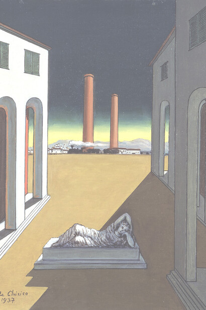 Piazza d'Italia con statua (1937), Galleria Nazionale d'arte moderna e contemporanea, Roma © Giorgio De Chirico by SIAE 2020