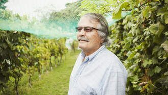 Virgilio Vidor al lavoro nei suoi vigneti