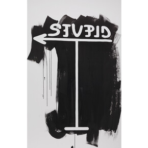 Frances Stark, Another Stupid Moment in Clever/Stupid Revolution, 2015, sumi ink on arches paper with inlay, vacuum sealed on aluminum and wood, 147.3 x 93.5 cm (57 1/2" x 36 3/4"). Photo: Marcus Leith, Courtesy of greengrassi, London