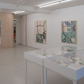 Alsino Skowronnek, Dejar que las cosas pesadas floten, vista de exhibición. Cortesía de Galería Moisés Pérez de Albéniz