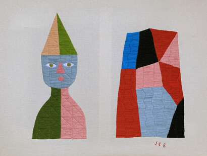 Stewart Francis Easton, Man and his Creation, 2018-2019, cotton embroidery on canvas, 24x17.9 inches. Courtesy of the artist and Melhop Gallery°7077